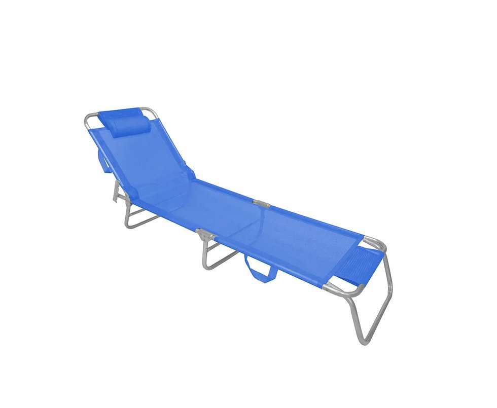 Espreguiçadeira Aluminio Zaka Slim Azul Capacidade 100kg