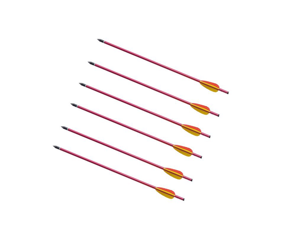 Kit 6 Setas Flechas De Alumínio Para Besta / Balestra Ponteira Rosqueável - 16" Red - Man Kung