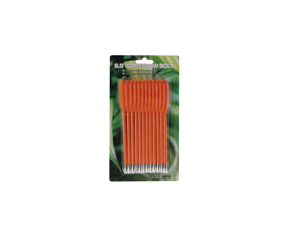 Kit 12 Setas Plasticas Para Besta / Balestra  Pistola 50 - 80 lbs - Ponteira Metal - 6,5" Laranja